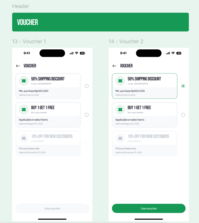 Vouchers and discounts